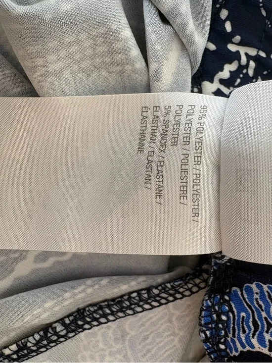 Susan Graver Navy and Blue Wide-Leg Palm Print Palazzo Pants Liquid Knit 1558 - Picture 9 of 12